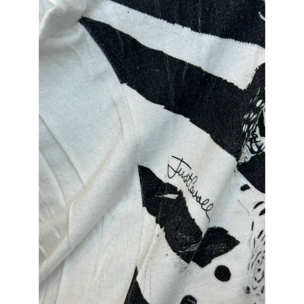 Just Cavalli White & Black Animal Print Geometric Design Short Sleeve T-Shirt XS - Picture 3 of 10